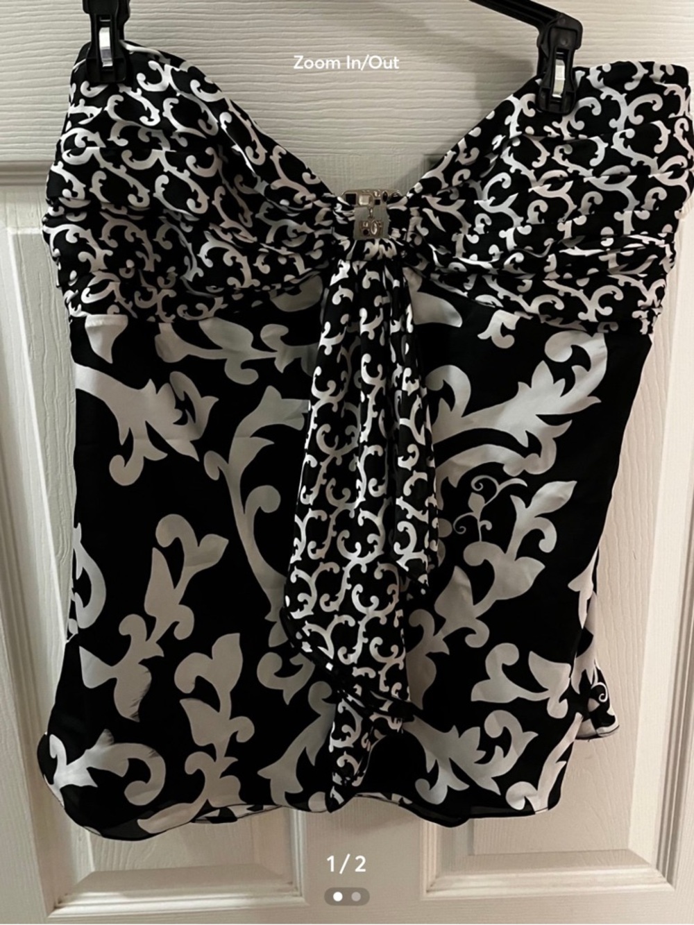 White House Black Market Black & White Strapless Top (straps included)NWT